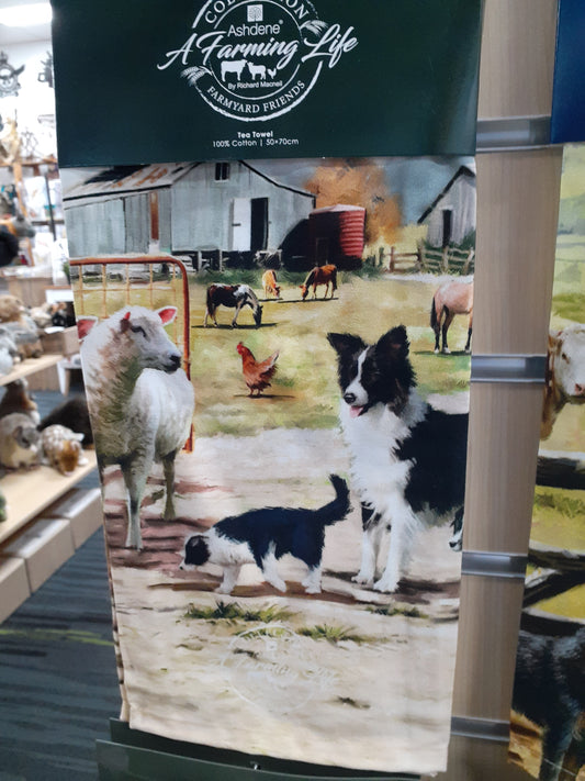 Tea Towel A Farming Life Farmyard Friends