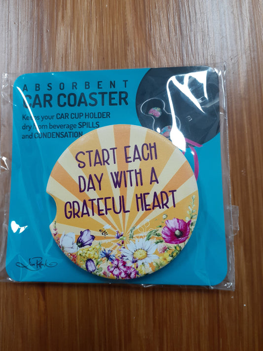 Lisa Pollock Car Coaster Grateful Heart