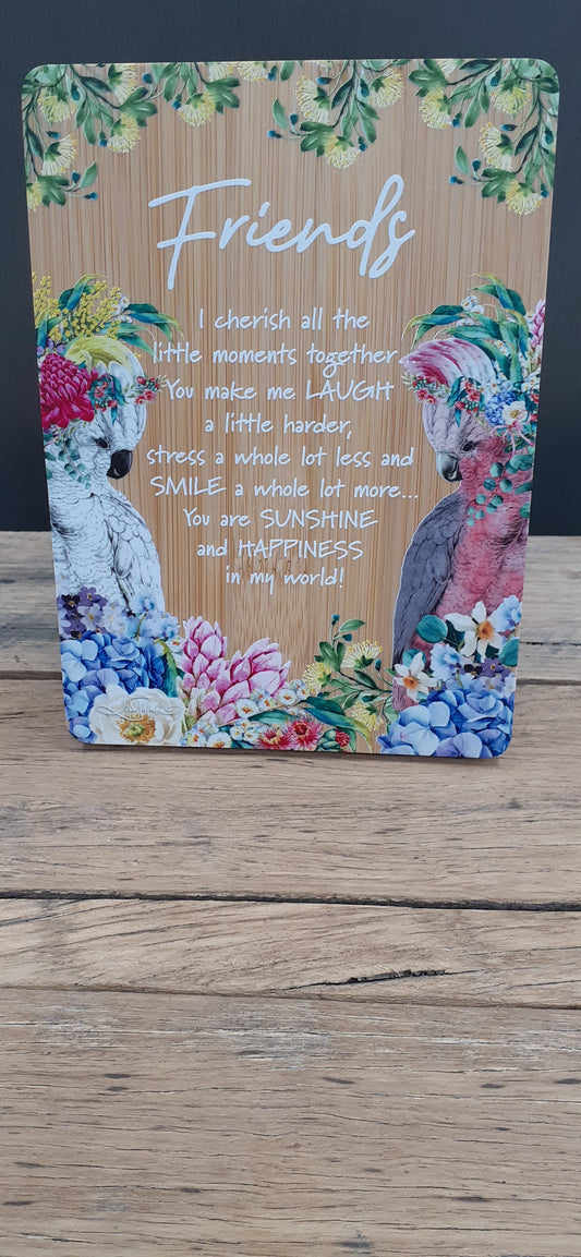 Affirmation Plaque Friends Galah & Cocky