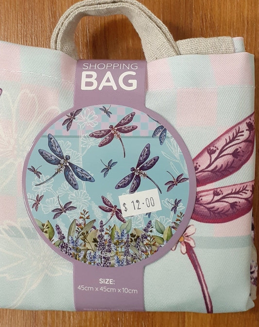 Reusable Shopping Bag Lavender Dragonflies