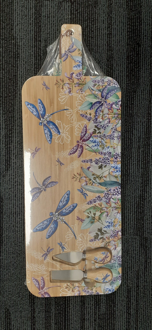 Lisa Pollock Platter Lg Lavender Dragonflies