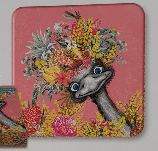 Lisa Pollock Coaster Set 6 Emu Sing