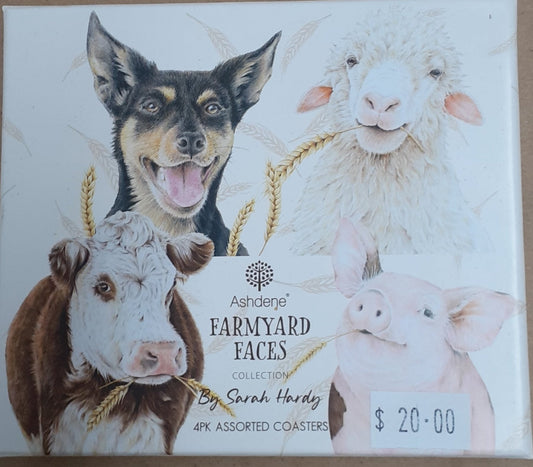 Coaster Set 4 Farmyard Faces