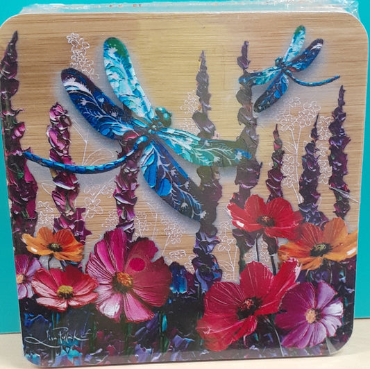 Lisa Pollock Coaster Set 4 Playful Dragonflies