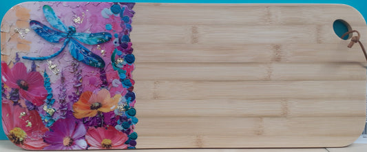 Lisa Pollock Resin Bamboo Medium Serving Platter Playful Dragonflies