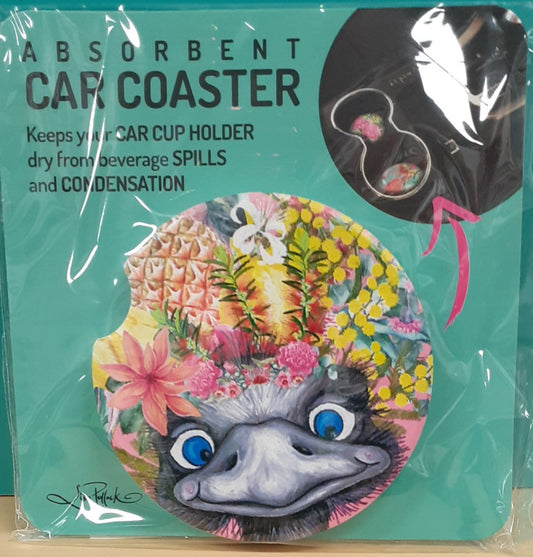 Lisa Pollock Car Coaster Happy Emu