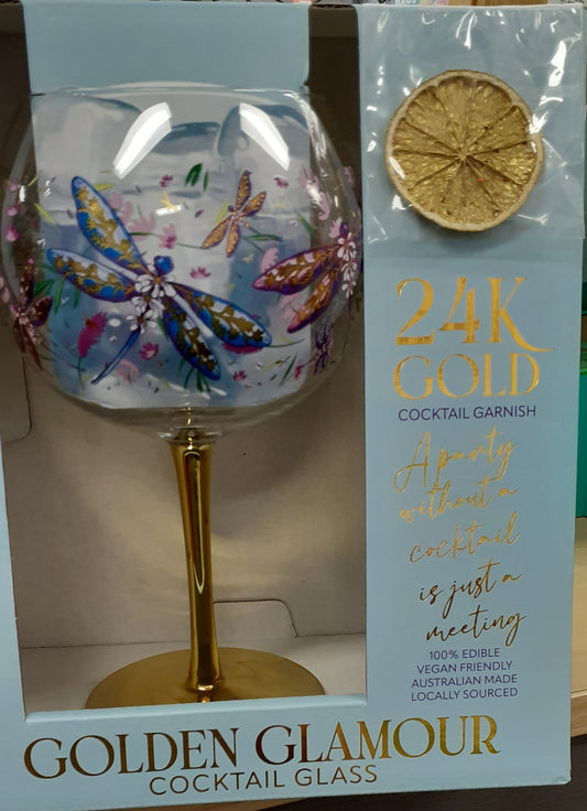 Lisa Pollock Gin Glass Lavender Dragonflies