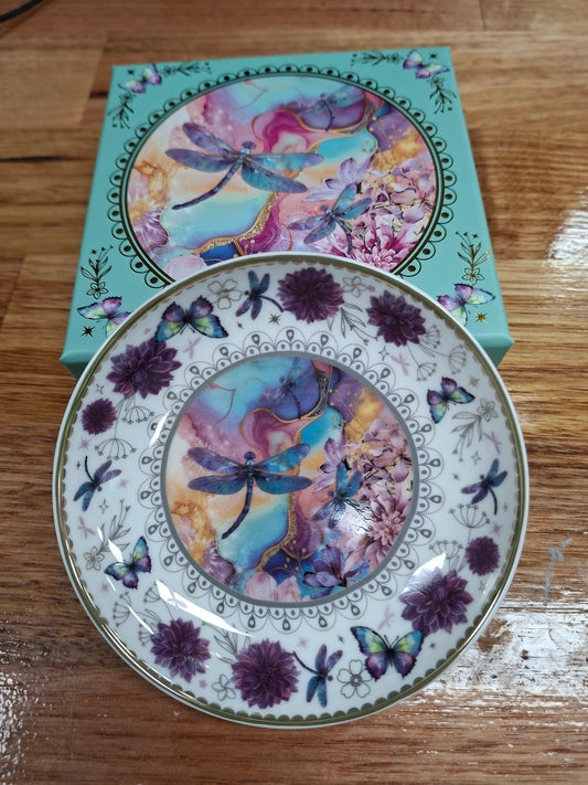 Lisa Pollock Trinket Dish Playful Dragonfly