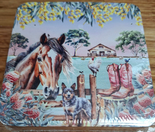 Lisa Pollock Coaster Set4 Country Dusk