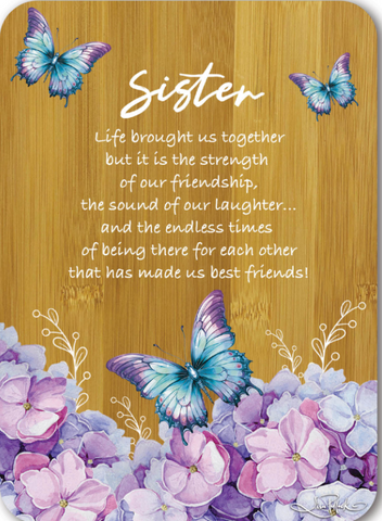Bamboo Affirmation Plaque Butterfly Orchids Sister