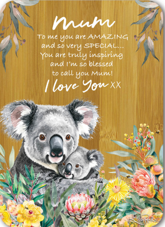 Bamboo Affirmation Plaque Koala Cuddles Mum