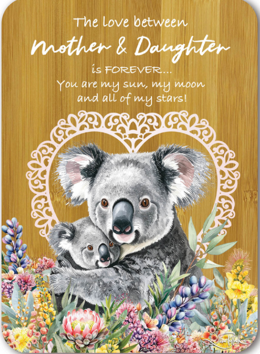 Bamboo Affirmation Plaque Koala Cuddles Mother & Daughter