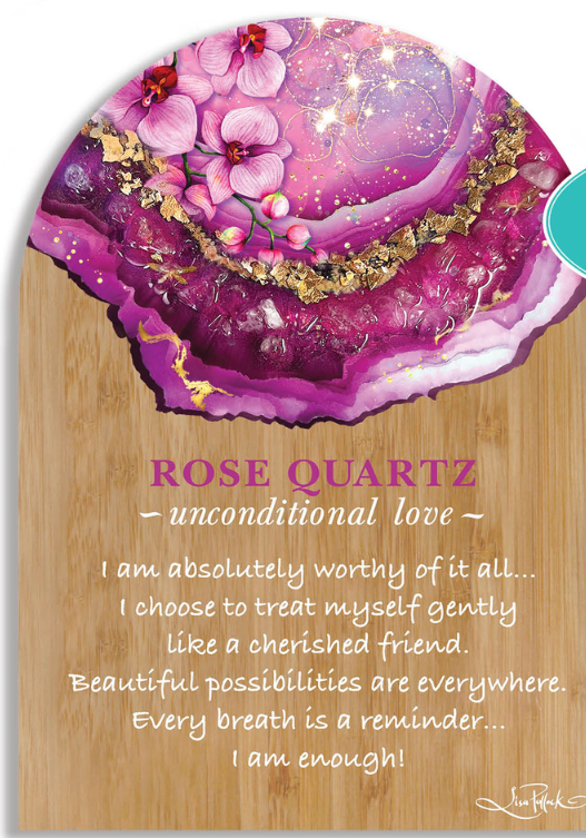 Resin Bamboo Affirmation Plaque Rose Quartz
