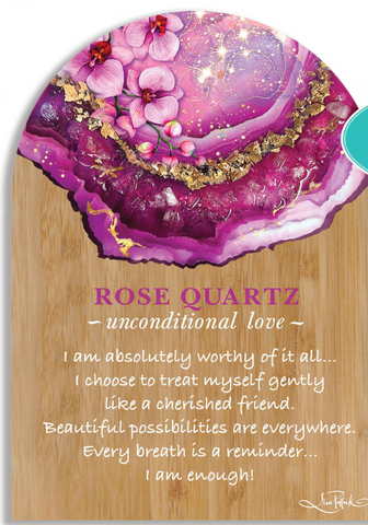 Resin Bamboo Affirmation Plaque Rose Quartz