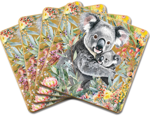 Lisa Pollock Coaster Set 4 Koala Cuddles
