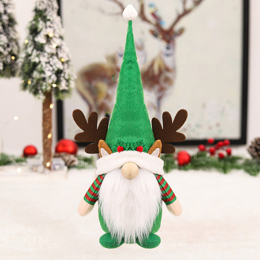 Christmas Gnome Elf with Antlers- Green