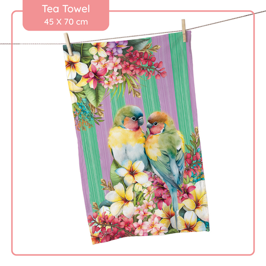 Tea Towel Paradise Love Birds