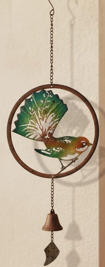 Decorative hanging ornament with a bird design on a door
