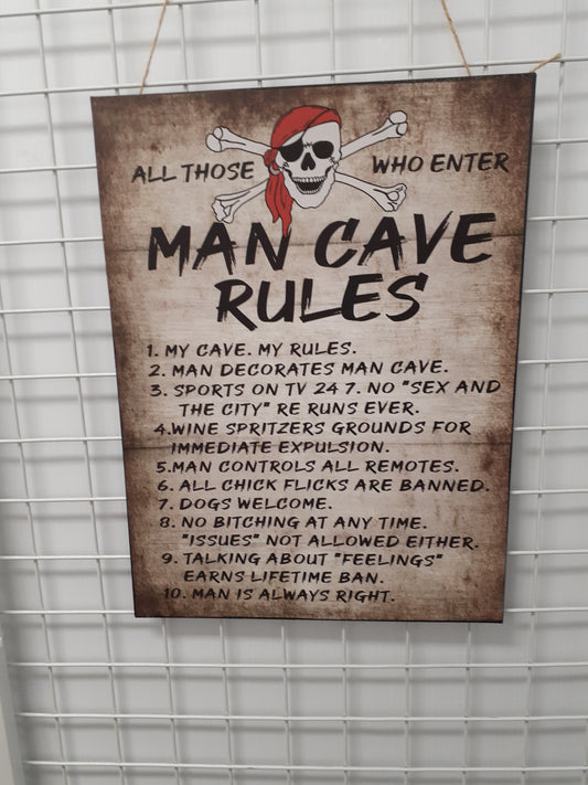 Man Cave Rules Sign