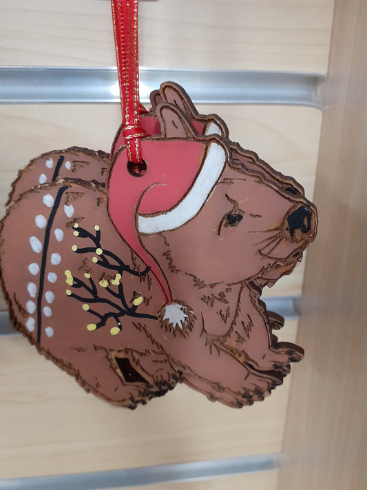 Xmas Laser Cut Indigenous Wombat