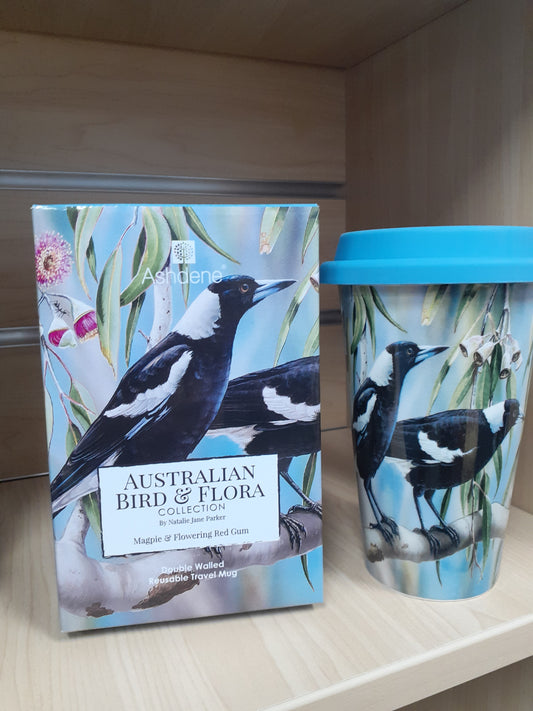 Travel Mug Magpie & Flowering Red Gum Bird & Flora Collection