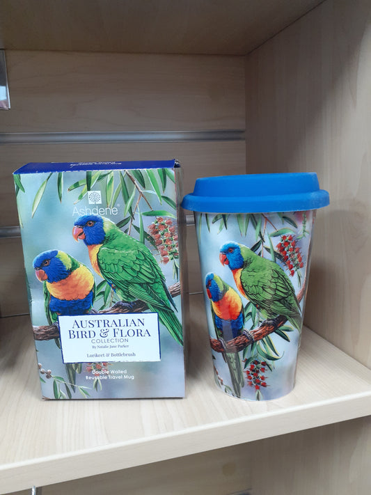 Travel Mug Lorikeet & Bottle brush Bird & Flora Collection