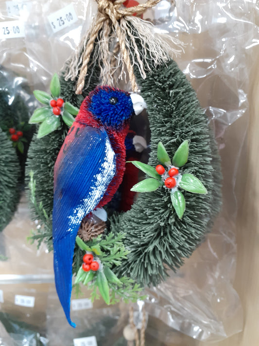 Crimson Rosella Xmas Door Hanger