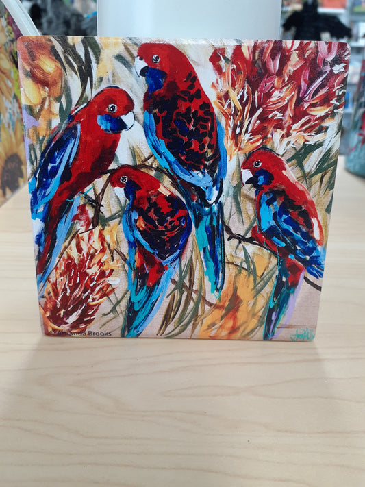 Crimson Rosella Coaster Jute Set