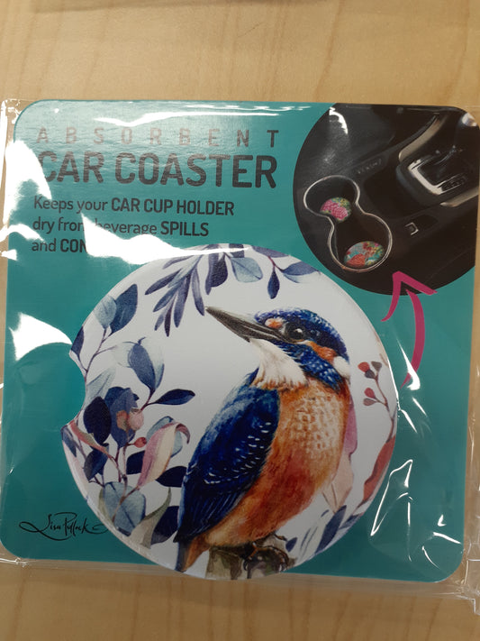 Lisa Pollock Car Coaster Azure Kingfisher