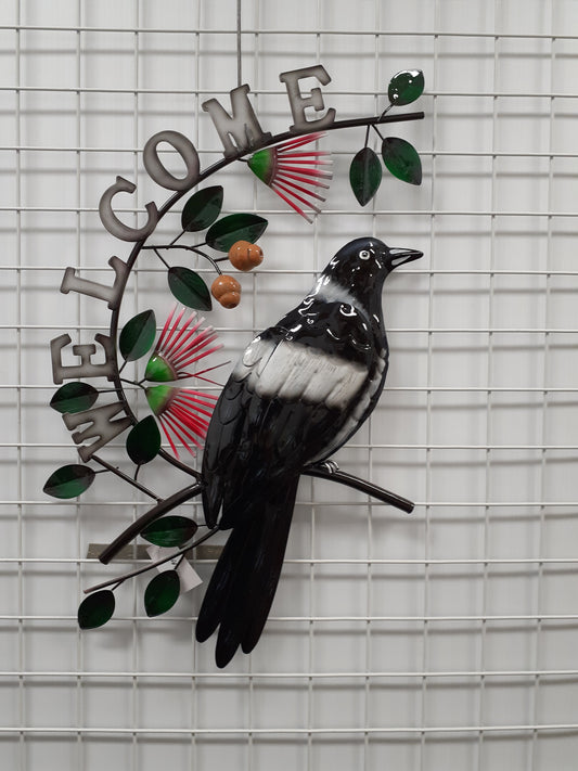 Magpie Welcome with Gumnut Flowers Wall Art