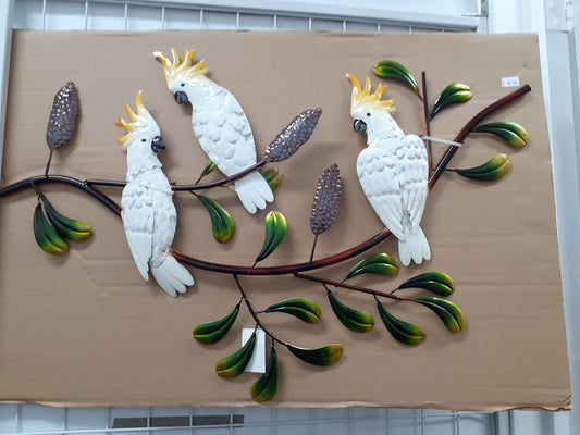 Cockatoo Trio on Banksia Wall Art