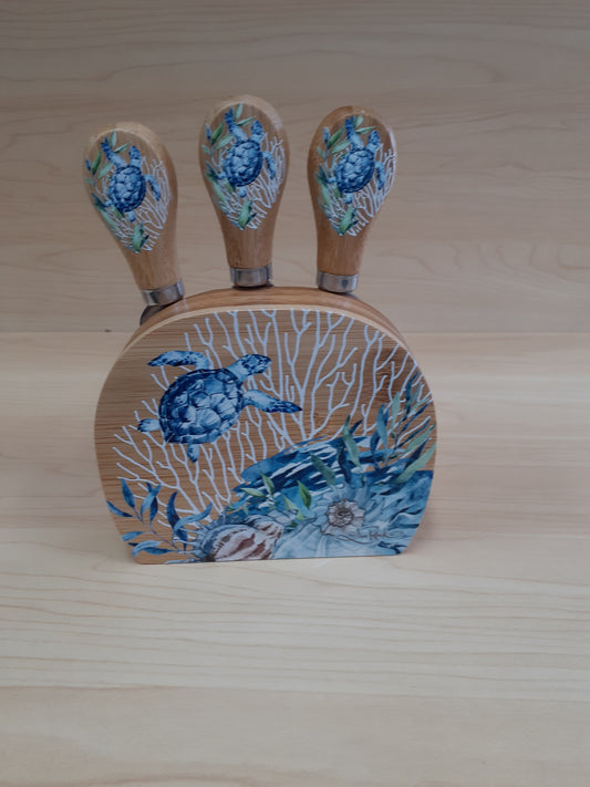 Lisa Pollock Magnetic Cheese Knife Block Coral Reef