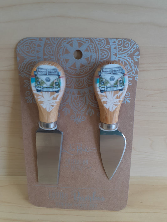 Lisa Pollock Cheese Knives Kombi Sunset set 2 on Backing Board