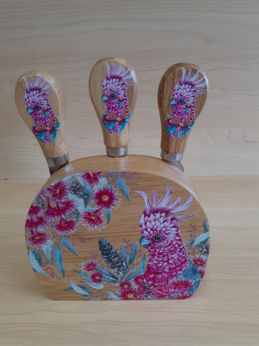 Lisa Pollock Magnetic Cheese Knife Block Grace in Blossoms