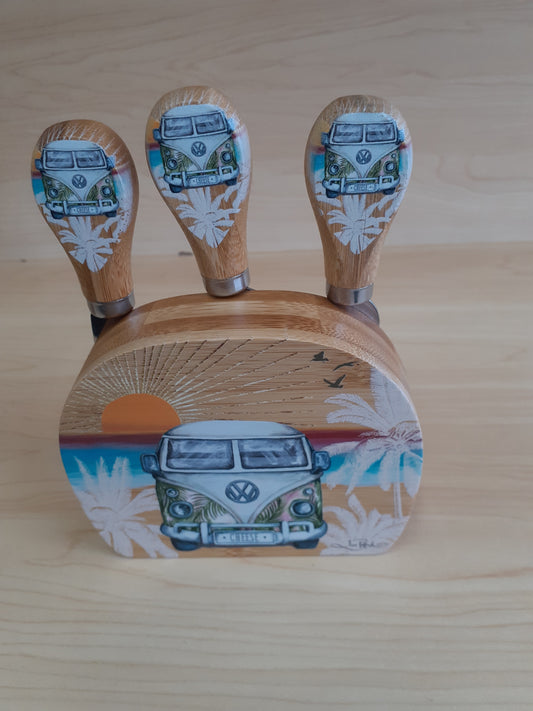 Lisa Pollock Magnetic Cheese Knife Block Kombi Sunset