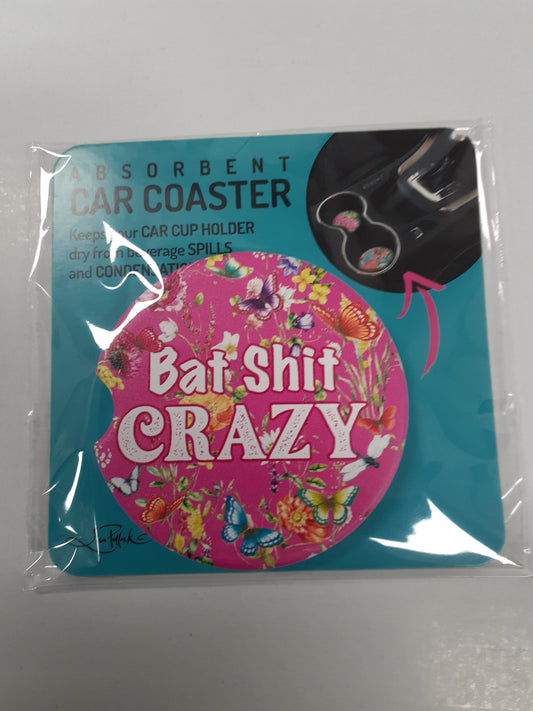 Lisa Pollock Car Coaster Bat Shit Crazy