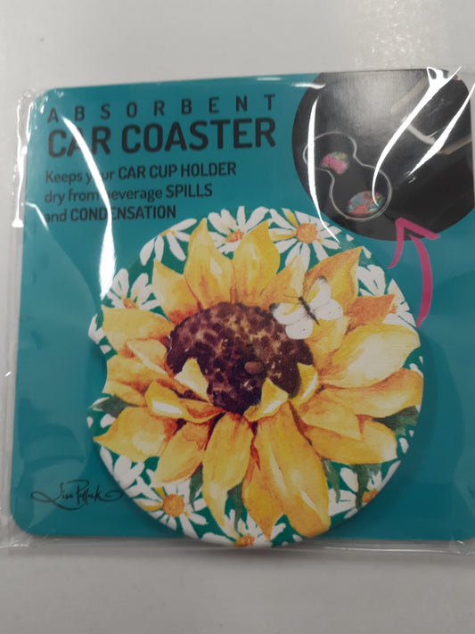 Lisa Pollock Car Coaster Sunflower Daisy