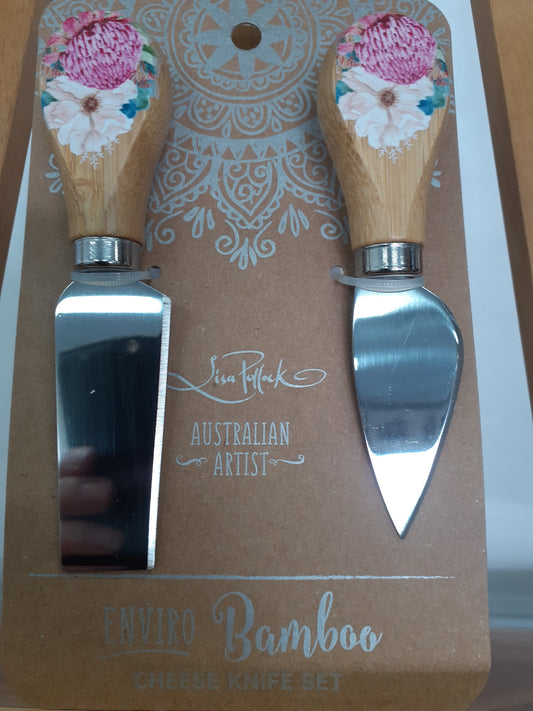 Lisa Pollock Warm Waratah Cheese Knife set 2