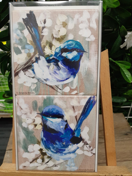 Petite Blue Wren Coaster Set