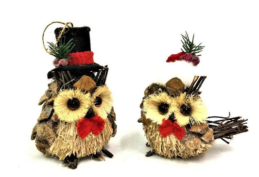 Xmas Owl Pair Bristlestraw